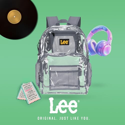 Lee Clear Water Resistant Backpack for Boys and Girls - Durable Plastic See Thru Bag for Casual Use, Stadiums, Concerts, Schools (Clear Grey) - color: Clear Grey