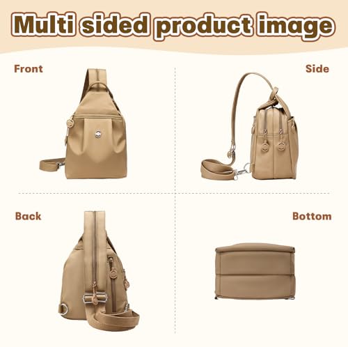 Waterproof 2-Way Mini Commuter Bag, Multi-Compartment Oxford Small Backpack, For Women, Collegeman, Commuter, Travel with Anti-Theft,Three in One Multifunctional Convertible Design(Khaki) - style: Khaki