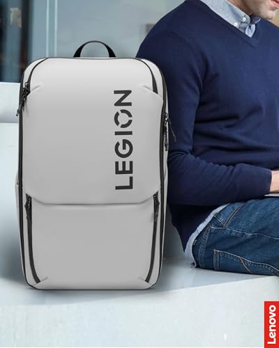 Lenovo Legion Gaming Laptop Backpack GB800, 21L Capacity, Fits 17-inch Laptops, Water Resistant, Three Main Compartments & 19 Specialiized Pockets, Light Grey - style: Gb800 Light Gray