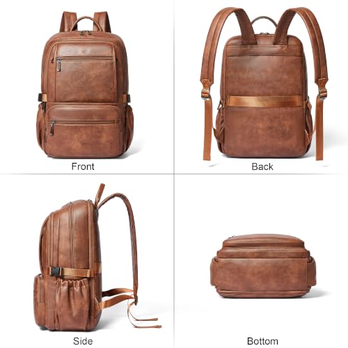 Shrrie 17 Inch Laptop Backpack Purse for Women with Giant Tumbler Holders | Vegan Leather Backpack with Large Water Bottle Pocket,Work Travel Business College Teacher Nurse,35L Large Capaity - color: Brown