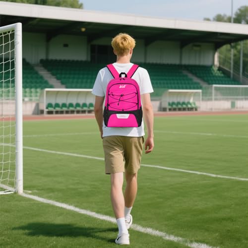 WOLT Soccer Backpack Soccer Bag with Ball Holder & Shoes Compartment, Sport Equipment Bags For Football, Basketball, Volleyball, Gym - color: Pink