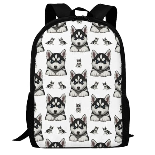 Wear Resistant Outdoor Backpack Husky Dog Printing, Big Capacity Adjustable Strap Rucksack Unisex Bag for Trekking Camping Daily Carrying - color: Design (404)