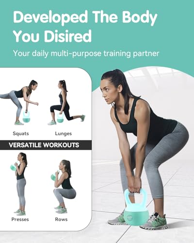Soft Kettlebell - Cushioned Impact-Resistant Base and Anti-Slip, Kettle bell Anti-Slip Grip Weight for Home Workouts, Safe Strength Training Kettlebells Sets for Women & Men, With Non-slip Gloves - color: Green