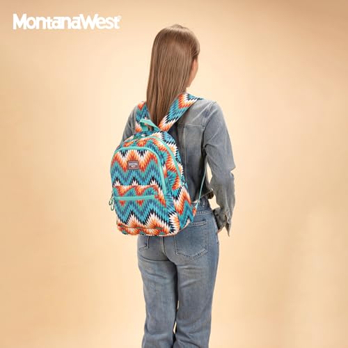 Montana West Backpack Purse for Women Western Aztec Backpack Purse Lightweight Casual Daypack for Travel - color: Turquoise