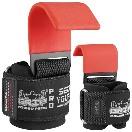 Weight Lifting Rod Hooks Heavy Duty Wrist Wraps Power Weight Lifting Training Gym Grips Straps Set of 2 - color: RED, size: WOMEN-Wrist Size Small/Medium