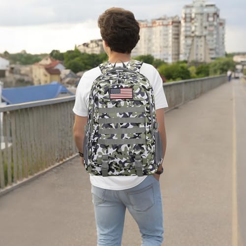 Camo Tactical Backpack for Boys - Waterproof 19'' Kids Bookbag with 15.6" Laptop Compartment, MOLLE System School Bag for Camping Hiking Travel - color: Camo Backpack Single Pack 2