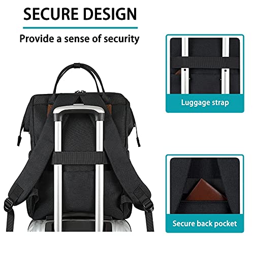 17 Inch Laptop Backpack, Large Lunch Backpack for Women Men Gifts, Travel Carry On with Lunch Box and USB Port, Insulated Cooler Bookbag Nurse Work Backpacks, Black - color: Black-17inch