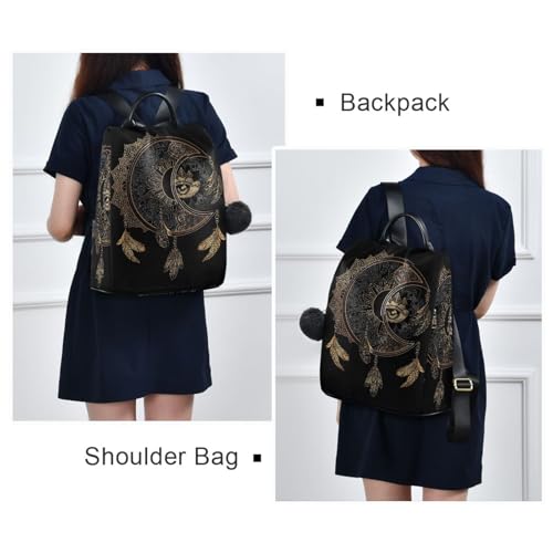 ALAZA Boho Crescent Moon Dreamcatcher Backpack Purse for Women Anti Theft Fashion Back Pack Shoulder Bag - color: Crescent
