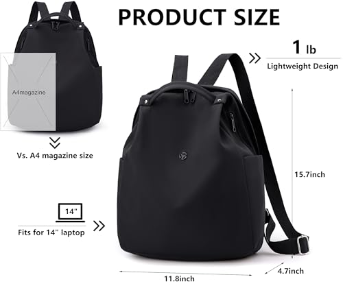 Mini Nylon Women Backpacks,Small Ladies backpacks Casual Lightweight Shopping Travel Daypack (Black) - color: Black