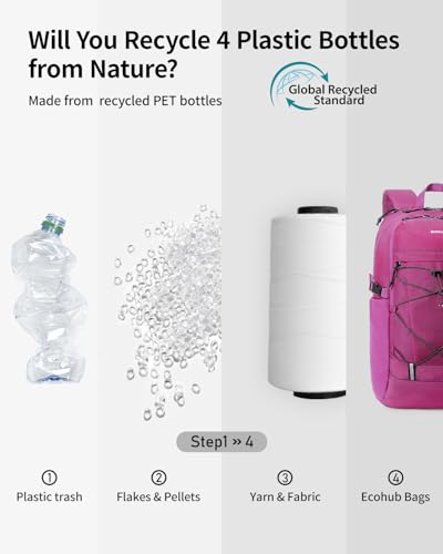 ECOHUB Hiking Backpack 30L Travel Backpack Lightweight Casual Daypack Water Resistant Camping Bag Outdoor Sports Back pack for Men Women - color: Rose Red