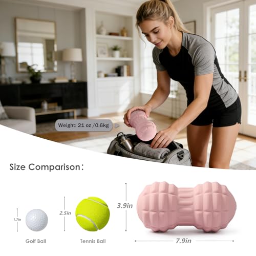 Silicone Vibrating Peanut Massage Ball Roller, Water Resistant Electric Double Lacrosse Massage Ball with 4 Intensities for Muscle Tightness, Deep Tissue Massager for Foot, Back, Hip (Pink) - color: Pink