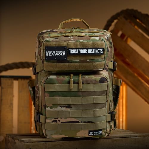 WOLFpak 35L Athletic Gym Backpack - Durable 1000D Waterproof Oxford Material with MOLLE Webbing, Laptop Pocket & Dual Cup Holders, Durable Fitness/Travel/Military Daypack (OCP Camo) - color: Ocp Camo