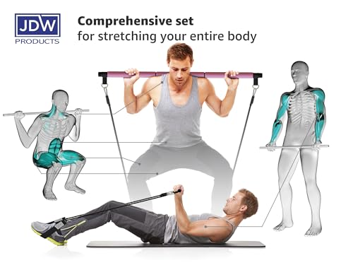 Pilates Bar Kit | 2 Standard & 2 Strong Bands for Full-Body Workout | Storage Bag Included | Fitness Equipment for Home Gym, Yoga