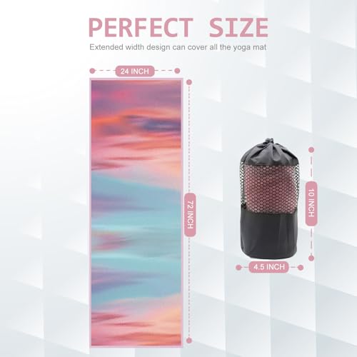 Eunzel Hot Yoga Towel, Non Slip Yoga Mat Towel Sweat Absorbent Printed Yoga Towel with Grip Dots for Hot Yoga, Pilates and Workout 72"x 24", Sunset - color: Sunset