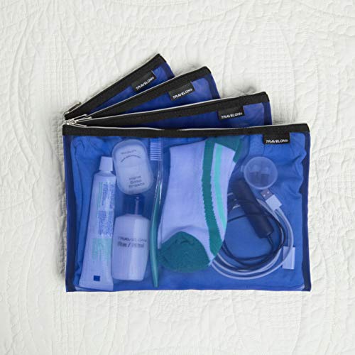 Travelon Set of 4 Mesh Pouches, Blue, 9.5 x 12.75 x 0.5 - color: Blue