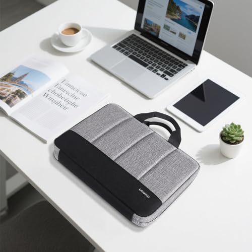 DOMISO MacBook Air 15 Case M3 2023-2024 Heavy-Duty Laptop Sleeve with Comfort Grip Handle Water-Resistant & Shock-Absorbing for 15.6" MacBook Air, Grey