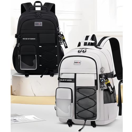 Durable Lightweight Waterproof Backpack, Travel Backpack, College School Backpack for Men and Women, Includes a Fashion Keychain, Grey | PM2275