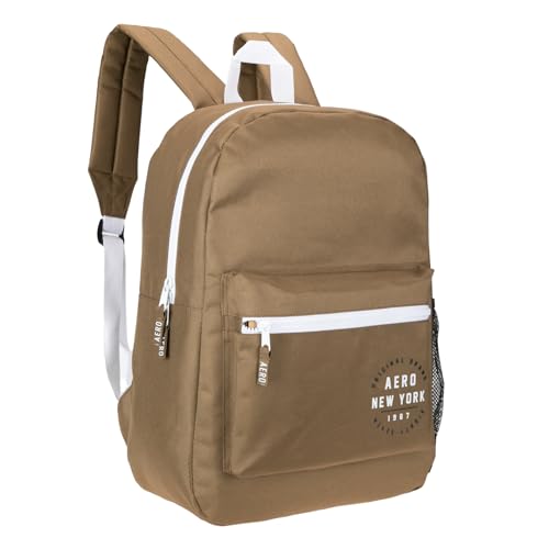 AEROPOSTALE Fieldtrip Unisex Backpack - AE Mens and Womens Bag for Everyday Use - Brown/White - color: Mud Brown