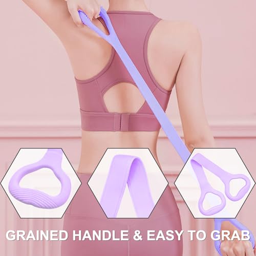 LEZER Figure 8 Resistance Band, Fitness Elastic Rope, Execrise Workout for Arm, Back, Chest and Shoulder, Yoga, Pilates, Stretching, Physical Therapy Equipment - style: Purple;20 lbs