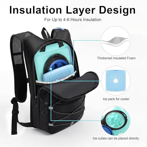 MIYCOO Hydration Backpack - Lightweight Hiking Water Backpack with 2L Water Bladder, Running Hydration Vest Backpack for Men Women, Hydration Pack for Hiking, Cycling, Climbing - color: Dark Gray