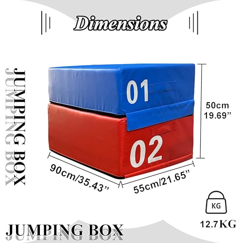 4 in 1 Foam Plyometric Box, Adjustable Height Soft Foam Jump Box Set, Non-Slip, Durable, Easy-to-Clean Soft Training Box, Suitable for Gyms, Home, Jumping, etc.(Size:01+02(90 * 55 * 50cm)) - size: 01+02(90*55*50cm)