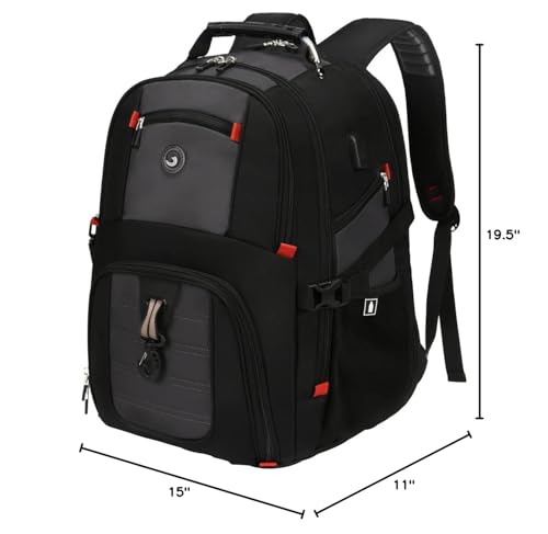 SHRRADOO Extra Large 50L Travel Laptop Backpack with combination lock, College Backpack Airline Approved Business Work Bag Fit 17 Inch Laptops for Men Women,Grey - color: Grey