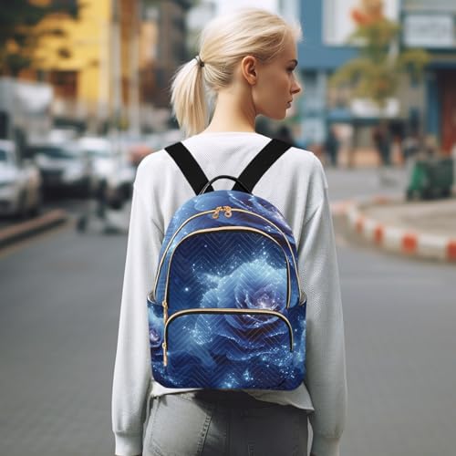 ALAZA Mini Backpack Purse for Women Lightweight Girls Small Size Blue Rose 1 School Teens College Traveling - color: Blue Rose 1, size: Small