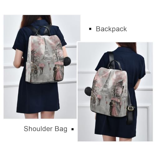 ALAZA Paris Eiffel Tower Couple Pink Floral Backpack Purse with Adjustable Straps - color: Multi 8