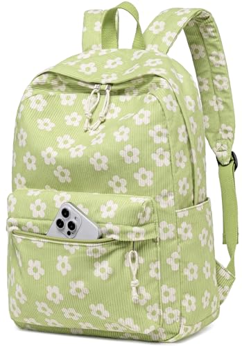 Bluboon School Backpack Set Girls Womens Laptop Bookbag Casual Daypack Fits 15 inch Laptop with Lunch Tote Bag and Pencil Bag - color: Beige Small Flower 95