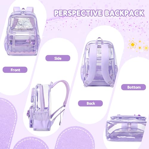 Clear Backpack for Girls,Transparent Backpack See Through Backpacks Stadium Event,Heavy Duty Clear Bookbag for School Purple - color: Dreamy Purple
