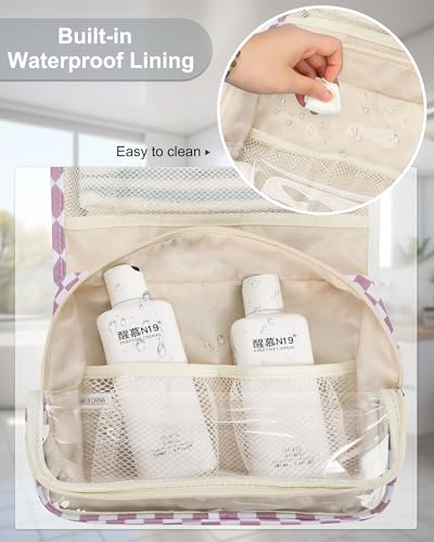 Relavel Hanging Toiletry Bag (02 Checkboard Purple, Small) - color: 02 Checkboard Purple, size: Small