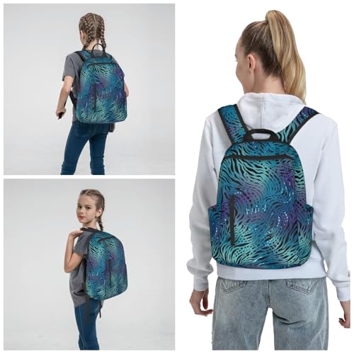 Blue zebra print Travel Backpack for Men & Women 14 inch Laptop Backpack Waterproof Work Back Pack - color: Blue Zebra Print