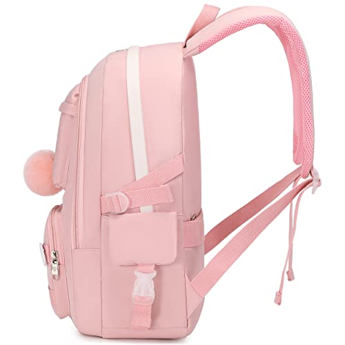 Hey Yoo School Backpack for Girls Backpack with Lunch Box Teen Girl Backpack Set Cute School Bag Bookbag for Teen Girls(Pink) - color: Pink