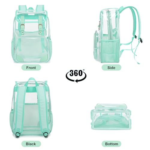 Fuyicat Clear Backpack Heavy Duty PVC Transparent Girls Kids School Backpacks Stadium Approved See Through College Bookbag for Women (Green), Large - color: Green