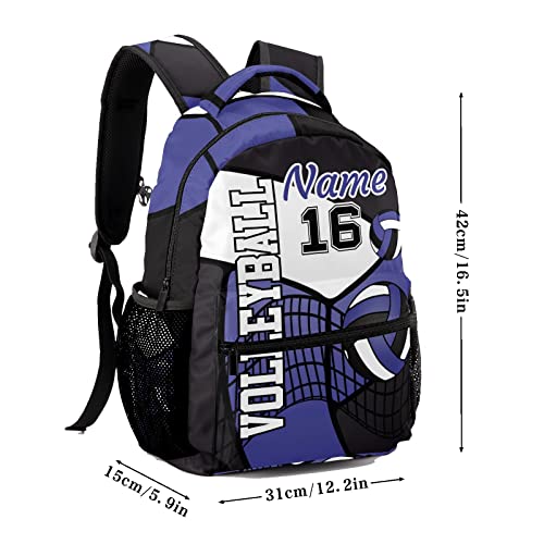 Personalized Volleyball Blue White Black Multifuction Backpack with Name Text for Women Men Gift - color: Backpack 12