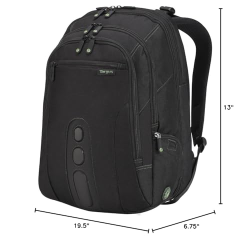 Targus Spruce EcoSmart Travel Laptop Backpack for 17 inch Laptops, TSA-Friendly Carry On Backpack Laptop Bag for Work and Travel, Black (TBB019US) - size: 17 inch