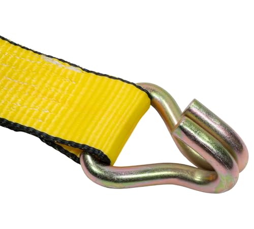 Mytee Products 4 Pack 2" x 15' Winch Straps w/Wire Hook - 3333lbs WLL - Yellow Heavy Duty 2 Inch Cargo Control Tie Down Straps for Flatbed Truck Utility Trailer - color: 4 - Pack, size: 2" x 15'