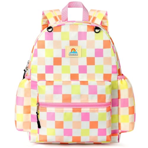 STEAMEDBUN Kids Backpack for Boys Girls 5-8, 15inch Girls Boys Backpacks Kindergarten - color: Pink Checkerboard, size: SMALL-15"H(fit folder)