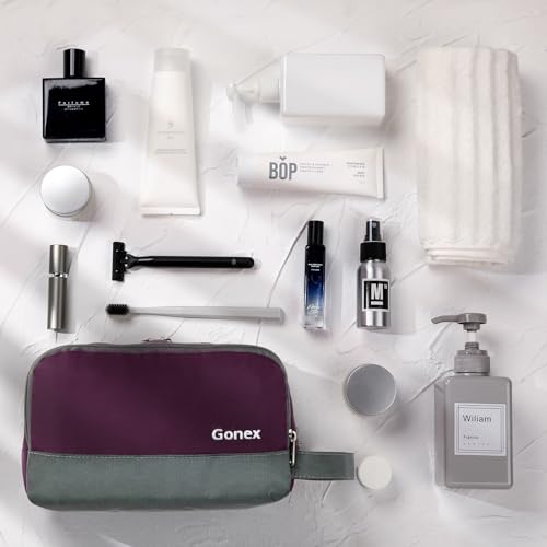 Gonex Travel Toiletry Bag Nylon, Toiletries Kit Shaving Bag Toiletry Organizer Burgundy - color: Burgundy
