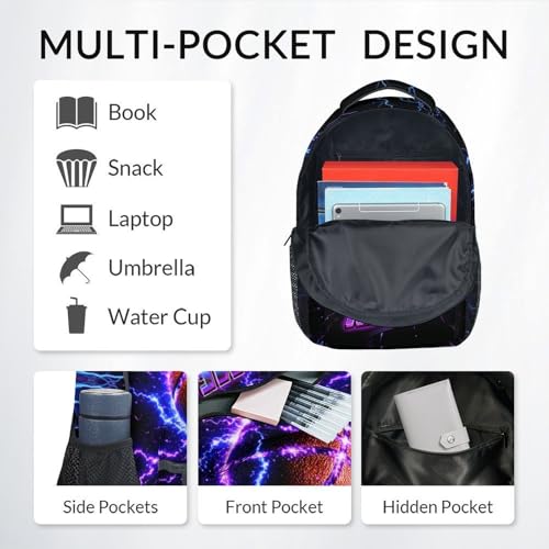 Personalized Kids School Backpacks Boys Basketball Backpack with Name, 17 Inch Custom Sport Bookbag for Teens Youth Team Players - color: Purple