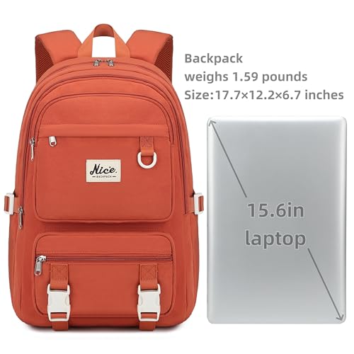 Laptop Backpack for Women College High Schoolbag Big Students Bookbags Large Heavy duty Multi pocket Travel Daypack Casual (Burnt orange) - color: Burnt Orange