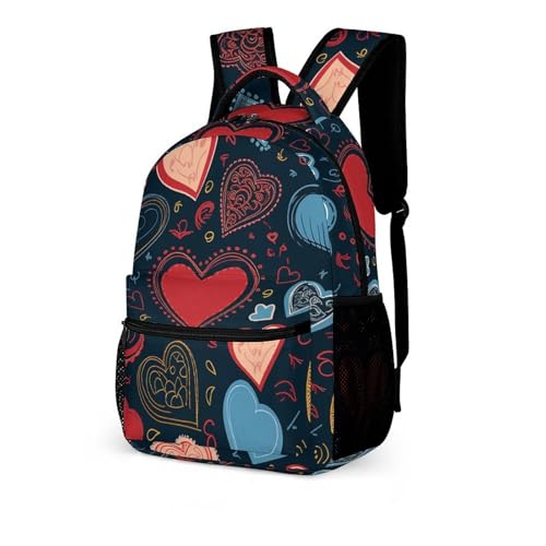 Arious Heart Shapes Backpack Large Capacity Bookbag Lightweight Schoolbag Travel Bag for Men & Women - color: Arious Heart Shapes