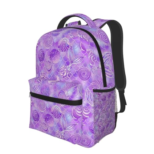 Commuter Laptop Backpack Purple Mermaid Scales, Lightweight Water Resistant Daypack with Inner Pocket for Work, Office - color: Pattern (267)