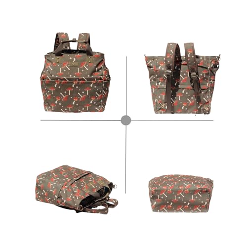 Diaper Backpack Totepack Crossbody 3 in 1 Laptop Tote with Insulated Pocket - color: Mushroom