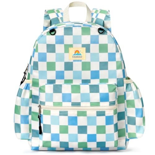 STEAMEDBUN Kids Backpack for Boys Girls 5-8, 15inch Girls Boys Backpacks Kindergarten - color: Green Checkerboard, size: SMALL-15"H(fit folder)
