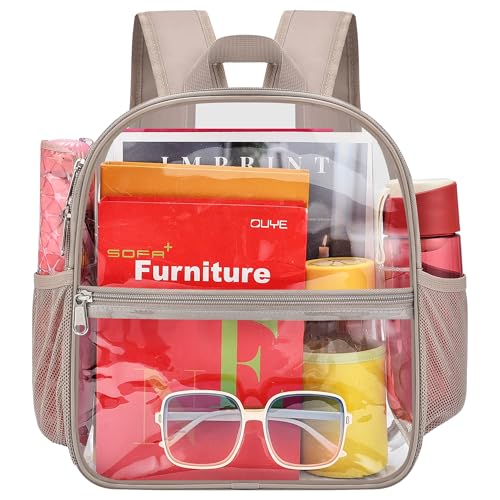 Clear Backpack for Stadium Events Stadium Approved Sports Fan Backpacks - color: Khaki, style: Nylon Shoulder Straps