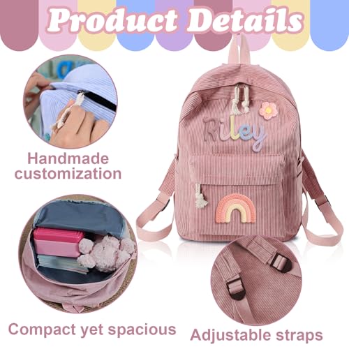 Dyoart Personalized Kids Backpack and Lunchbag Toddler Back to School Kit Custom Name Lunchbox Bag Birthday Gift for Girls Boys Corduroy Toddler Backpack Kid Tote Bag Set
