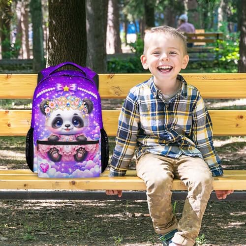Backpack for Girls Panda School Bookbag for Kids, 17 Inch Lightweight Students Daypack with Padded Straps for Toddler Child Primary Preschool - color: Dark Pink