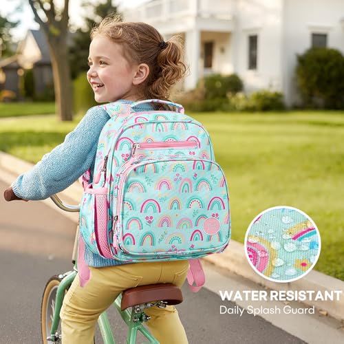 mibasies Toddler Backpacks for Girls 2-4: Little Kid Bookbag for Preschool Prek Daycare Rainbow Blue - color: Rainbow Green, style: Toddler-12"h(not Fit Folder)
