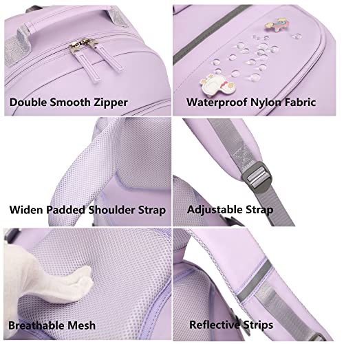 Backpack for Girls, 15.6 Inch Laptop School Bag Kids Kindergarten Elementary College Backpacks Large Bookbags for Teen Girl Women Students Casual Travel Daypacks (Purple) - color: Purple